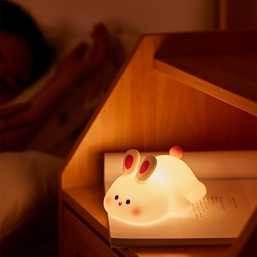 Premium Bunny Glow™ Touch Night Lamp | Rechargeable Silicone LED Bedside Light for Kids & Nursery