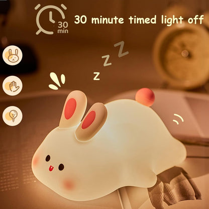 Premium Bunny Glow™ Touch Night Lamp | Rechargeable Silicone LED Bedside Light for Kids & Nursery