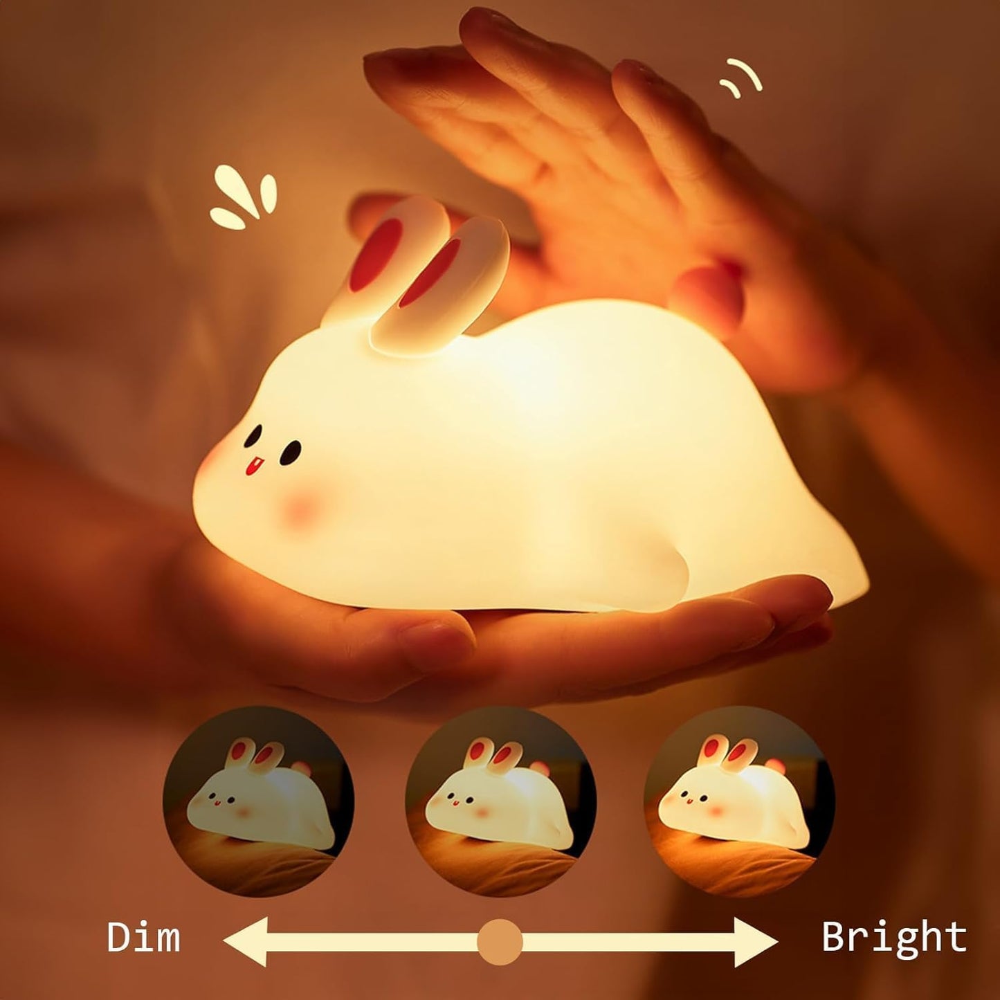 Premium Bunny Glow™ Touch Night Lamp | Rechargeable Silicone LED Bedside Light for Kids & Nursery