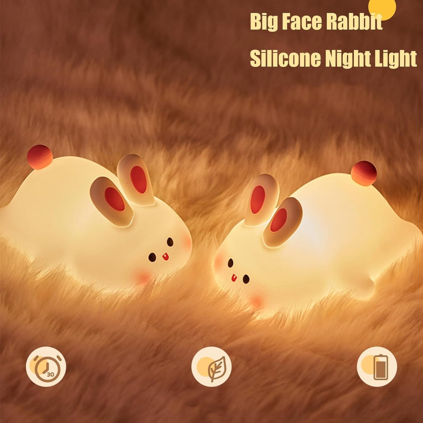 Premium Bunny Glow™ Touch Night Lamp | Rechargeable Silicone LED Bedside Light for Kids & Nursery