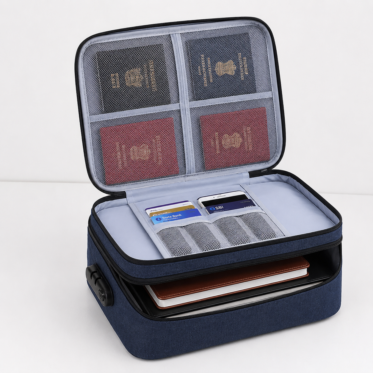 Premium Waterproof Document Organizer Bag with Lock | Multi-Layer File Storage Case for Certificates, Passport & Laptop