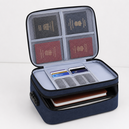 Premium Waterproof Document Organizer Bag with Lock | Multi-Layer File Storage Case for Certificates, Passport & Laptop