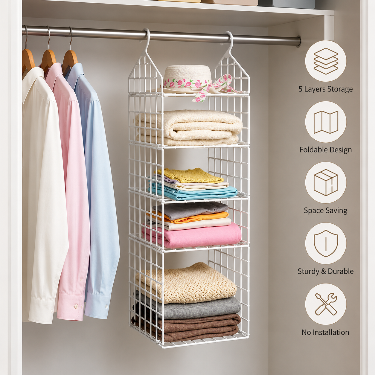5 Layer Hanging Folding Clothes Organizer