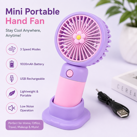 Mini Portable USB Hand Fan | 3-Speed Rechargeable Cooling Fan