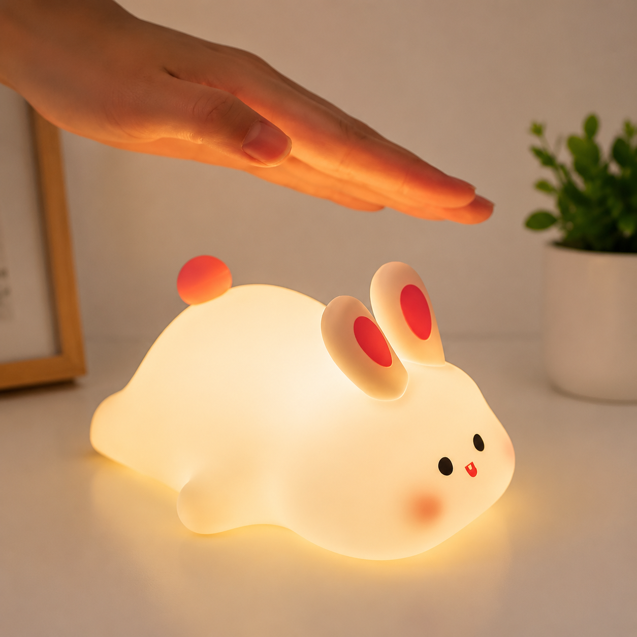 Premium Bunny Glow™ Touch Night Lamp | Rechargeable Silicone LED Bedside Light for Kids & Nursery