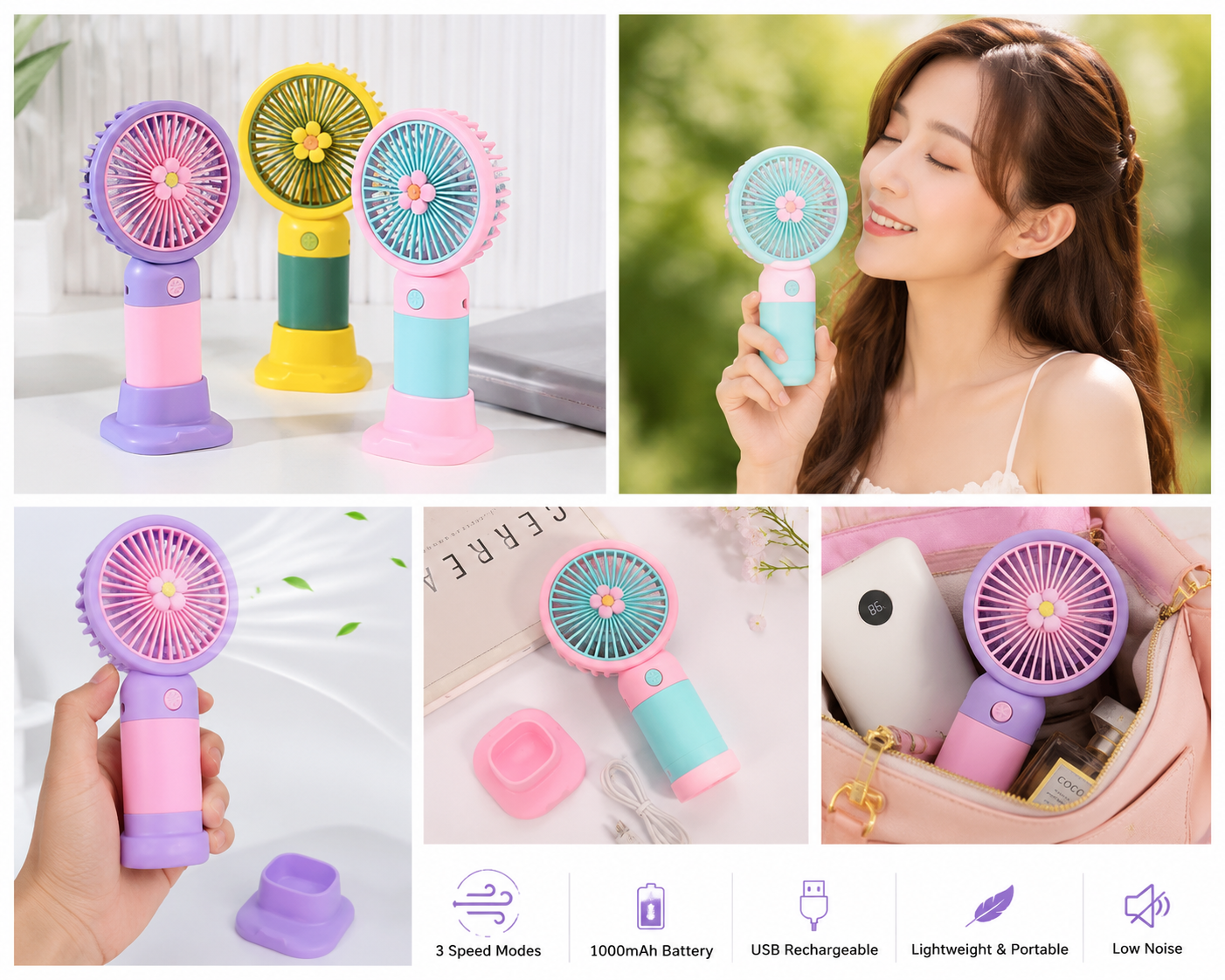 Mini Portable USB Hand Fan | 3-Speed Rechargeable Cooling Fan